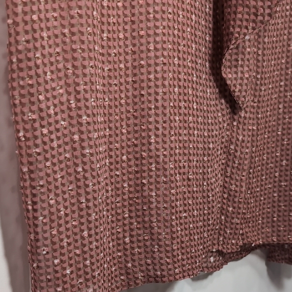 Adrianna Papell | Pink Patterned Textured Sheer Tunic Long Sleeve Top Size XL 1X - Picture 4 of 11